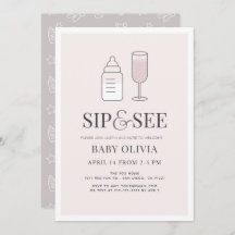 Sip & See Champagne Flaska Rosa Baby Shower