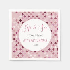 Sip & See Flicka Shower Rosa Polka dots Pappersservett