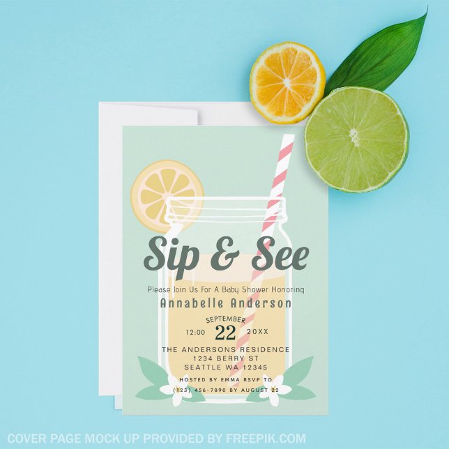 Sip & See Lemonade Mason Burk Baby Shower Inbjudningar (Skapare uppladdad)