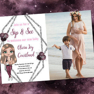 Sip & See Nursing Mor med Newborn Baby Shower Inbjudningar