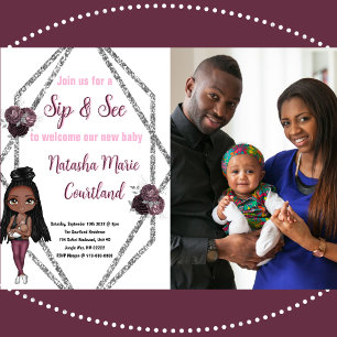 Sip & See Nursing Mor med Newborn Baby Shower Inbjudningar