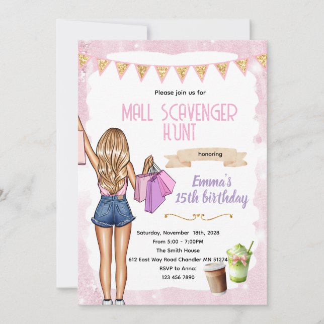 Sip Shop mall scavenger hunt Invitation (Framsida)