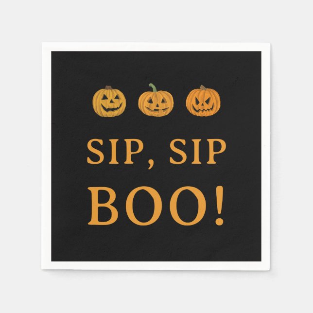 Sip Sip Boo Halloween Party | Pumpkins & Booze Pappersservett (Framsidan)