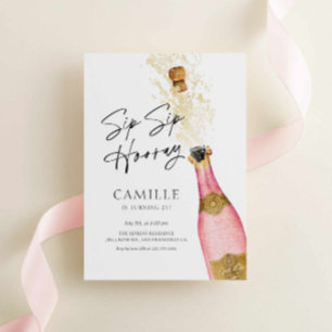 Sip Sip Hooray 21-års födelsedagsinbjudan till cha Inbjudningar