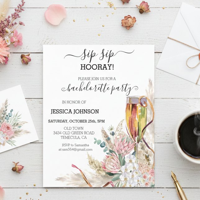 Sip Sip Hooray Bachelorette Party Champagne Boho (Skapare uppladdad)