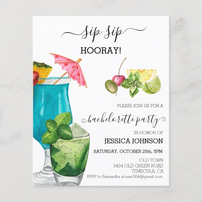 Sip Sip Hooray Bachelorette Party Cocktail (Framsida)