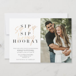 Sip Sip Hooray Black Guld Photo Couple Shower Inbjudningar