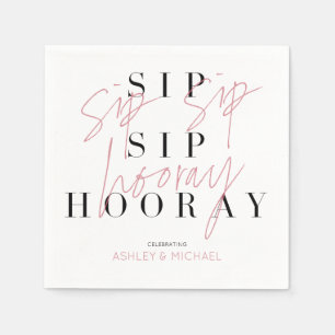 Sip Sip Hooray Black White Förlovningsfest Napkin Pappersservett