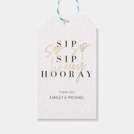 Sip Sip Hooray Black White Guld Förlovningsfest Presentetikett