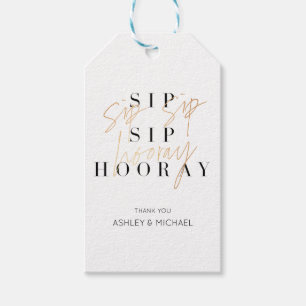Sip Sip Hooray Black White Guld Förlovningsfest Presentetikett