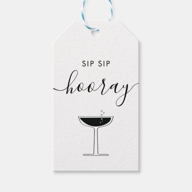 Sip Sip Hooray Bröllop BubLY Champagne Glass Presentetikett (Framsidan)