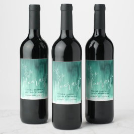 Sip Sip hooray bröllop emerald grönt vin etiketter