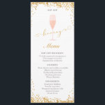 Sip Sip Hooray Brunch Förlovning | Visningsprogram Meny<br><div class="desc">Firar en födelsedag, förlovning eller dusch med den här eleganten "Sip, Sip Hooray" brunchmenus! Innehåller konfektyr och skript från guld och ett rosa champagneglas av vattenfärg. Baksidan har mjuk pastellutformning med guld-konfekti-rosa. Redigera enkelt menyval till kostym om händelsen. ** guld-folieutseendet är bara en tryckt effekt - kort skrivs inte ut...</div>