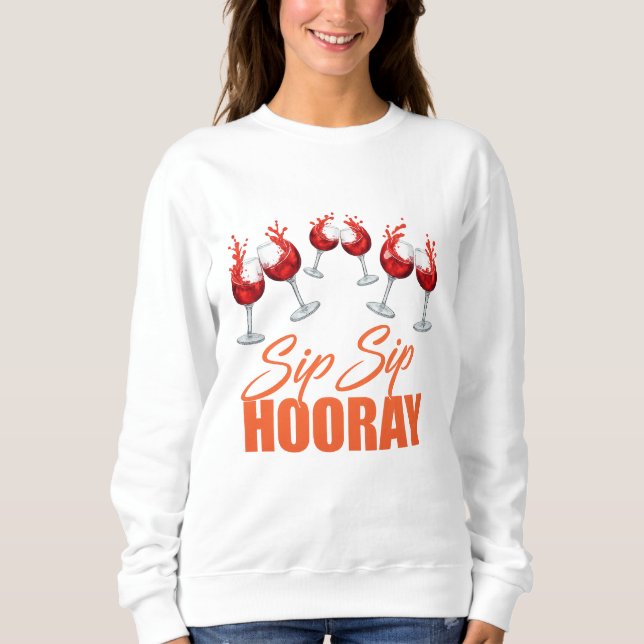 Sip Sip Hooray Celebration Graphic – Women’s Basic T Shirt (Framsida)