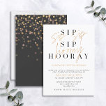Sip Sip Hooray Champagne Cocktail Guld Birthday Inbjudningar<br><div class="desc">Det är dags att fira! Vår Sip Sip Hooray Champagne Cocktail-Födelsedagsfest inbjudan har "sip sip hooray" i modern duotypspresentation med champagne guld färgad-handskriven manustypografi över klassisk serif-typ, och kortet är personlig i modern sans serif-typ. Platshållartypen säger "champagnecocktail"-dagen, men händelsetypen och åldern kan anpassas helt till kostym dina behov. Kortets baksida...</div>