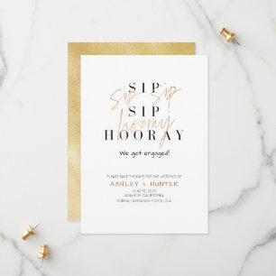 Sip Sip Hooray Champagne Guld Förlovning Spara Datumet