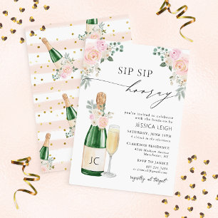 Sip Sip Hooray Champagne Inbjudningskort för möhip
