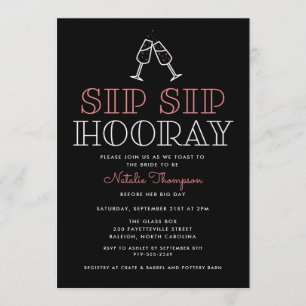 Sip Sip Hooray Champagne Toast Möhippa Inbjudningar