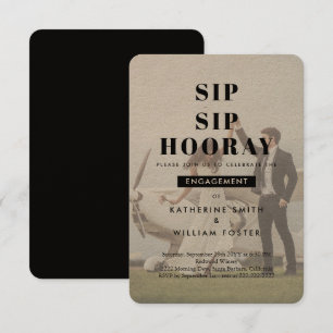 Sip Sip Hooray Chic Photo Förlovningsfest Inbjudan