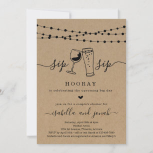 Sip Sip Hooray Couples Shower Inbjudningar