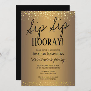 Sip Sip Hooray Elegant Guld Pension Party Inbjudningar