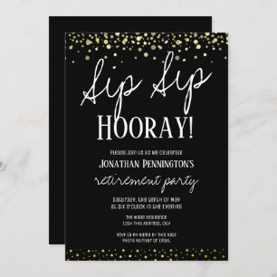 Sip Sip Hooray Elegant Guld Pension Party Inbjudningar