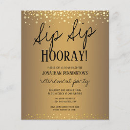 Sip Sip Hooray Elegant Guld Pension Party Invit