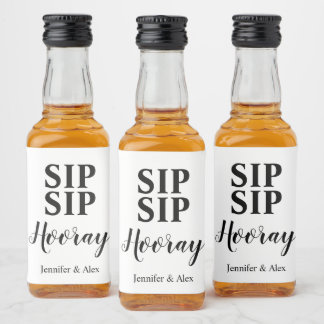 Sip Sip Hooray Favor Spritflaskor Etikett