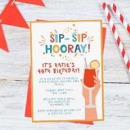 Sip Sip Hooray Födelsedagsfest Inbjudan