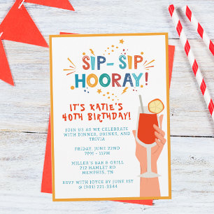 Sip Sip Hooray Födelsedagsfest Inbjudan