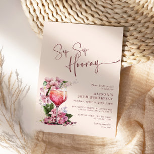 Sip Sip Hooray Födelsedagsfirande Boho Mauve Inbjudningar