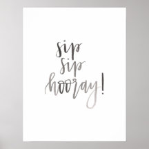 Sip Sip Hooray - Hand Lettered Pub Cart Art