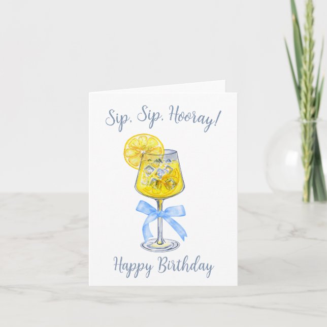Sip Sip Hooray Limoncello Birthday Card Kort (Framsida)