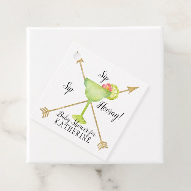 Sip Sip Hooray Margarita Guld n Arrows Baby Shower Gåvor Etiketter (På plats)