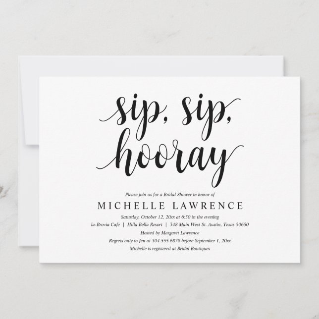 Sip, Sip, Hooray, Möhippa Firande Invita Inbjudningar (Framsida)