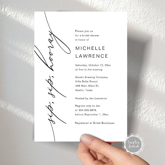 Sip, Sip, Hooray, Möhippa Party Firande Inbjudningar (Sip, Sip, Hooray, Bridal Shower Party Celebration Invitation card, Digital template file.)