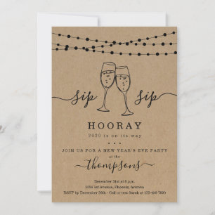 Sip Sip Hooray Nyårsafton Fest Inbjudan
