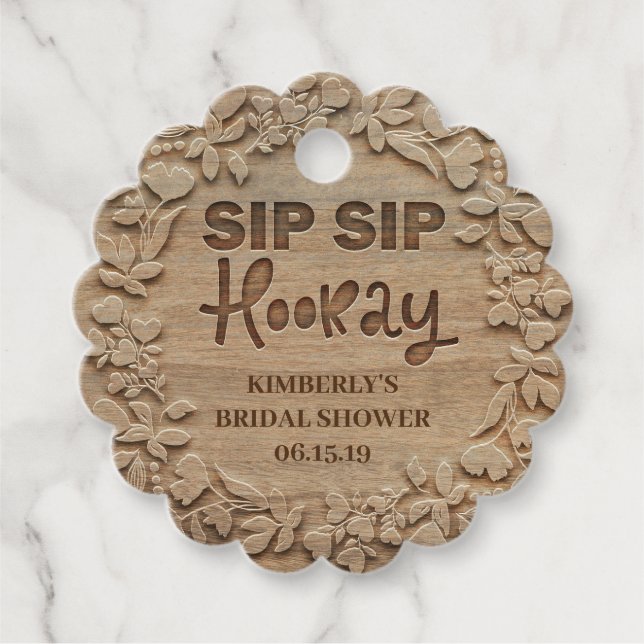 Sip Sip Hooray - Rustic Möhippa Gåvor Etiketter (Framsida)