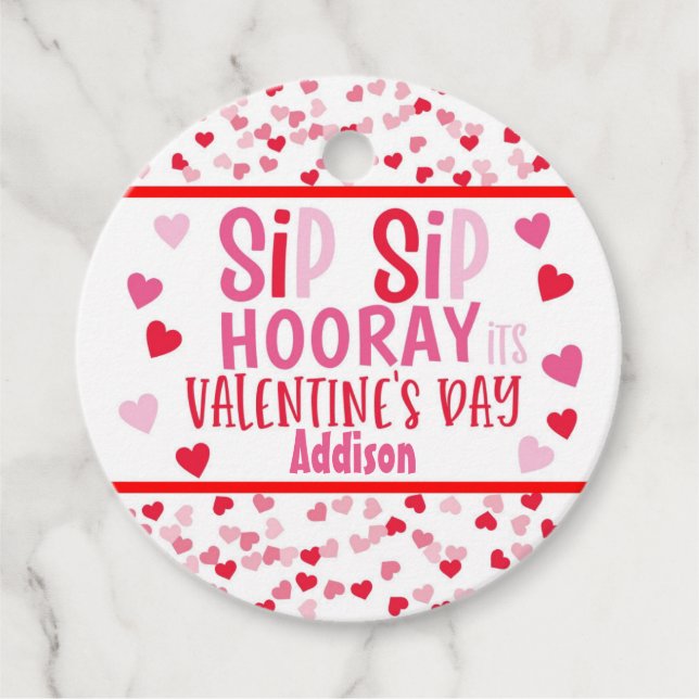 Sip SIp hooray straw valentine-fördel Rund Gåvor Etiketter (Framsida)