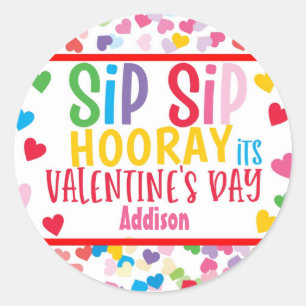 Sip SIp hooray straw valentine till förmån för Rou Runt Klistermärke