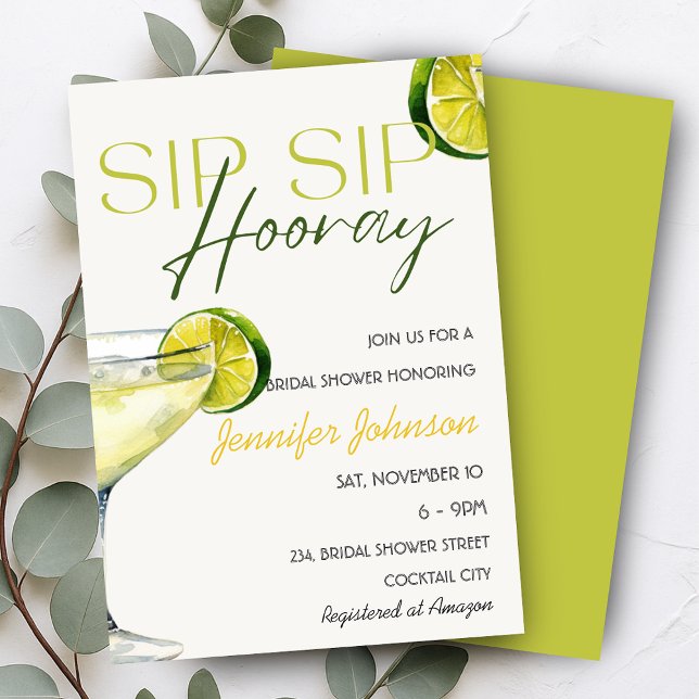 Sip Sip Hooray Tequila Cocktail Möhippa Inbjudningar (Sip Sip Hooray Tequila Cocktail Bridal Shower Invitation)