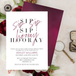 Sip Sip Hooray Vin Tasting Födelsedagsfest Inbjudningar