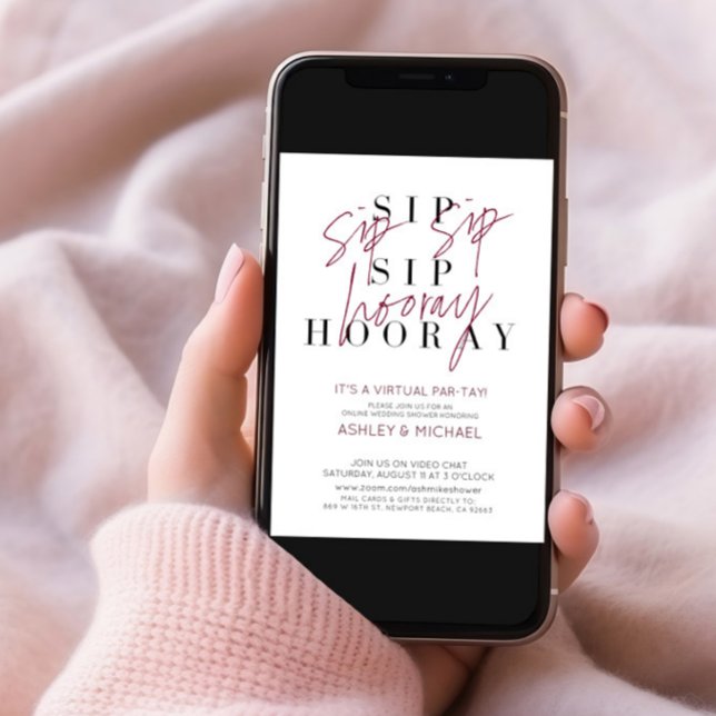 Sip Sip Hooray Virtuella Vin Möhippa Party Inbjudningar (Skapare uppladdad)