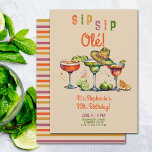 Sip Sip Margarita Colorful Fiesta 30års födelsedag Inbjudningar<br><div class="desc">En roligt, färglös inbjudningsmall för 30års födelsedag för kvinnor med ett fiestatema, med en vattenfärgad målning av tre margaritaglas med en liten sombrero och titeln "Sip Sip Ole". En lycklig-design för en 30års födelsedag-inbjudan för en kvinna på hennes trettioårsdag som firar med margaritas och en flickas nattdräkt, en margarita party,...</div>