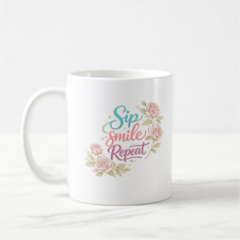 Sip Smile Repeat Floral Coffee Mug Kaffemugg