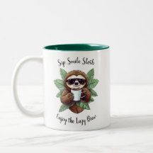 Sip Smile Sloth Funny Coffee Mugg