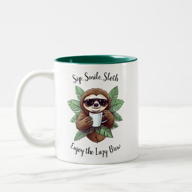 Sip Smile Sloth Funny Coffee Mugg (Vänster)