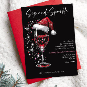 Sip & Sparkle Holiday Cocktail Party Vinglas Inbjudningar