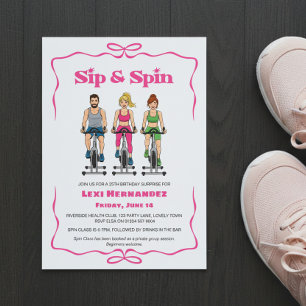 Sip & Spin 25-års födelsedags överrasknings tränin Inbjudningar
