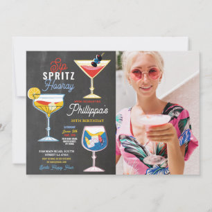 Sip Spritz Photo Party Cocktails Drinks Birthday Inbjudningar